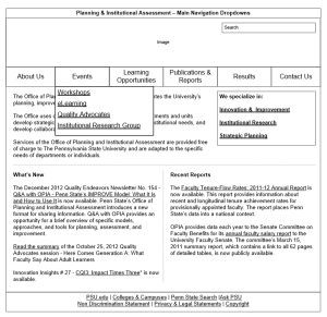 Planning & Institutional Assessment Wireframe Planning & Institutional Assessment Wireframe